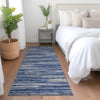 Piper Looms Mayfield Stripes AMF896 Navy Machine Washable Area Rug Runner Lifestyle Image Feature