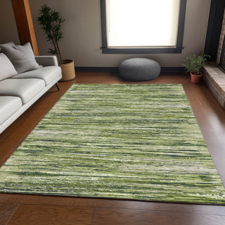 Piper Looms Mayfield Stripes AMF896 Olive Machine Washable Area Rug Lifestyle Image Feature