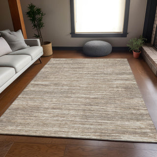 Piper Looms Mayfield Stripes AMF896 Taupe Machine Washable Area Rug Lifestyle Image Feature
