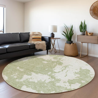 Piper Looms Mayfield Modern AMF897 Aloe Machine Washable Area Rug Round Lifestyle Image Feature