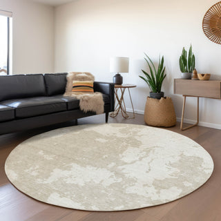 Piper Looms Mayfield Modern AMF897 Beige Machine Washable Area Rug Round Lifestyle Image Feature
