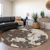 Piper Looms Mayfield Modern AMF897 Brown Machine Washable Area Rug Round Lifestyle Image Feature