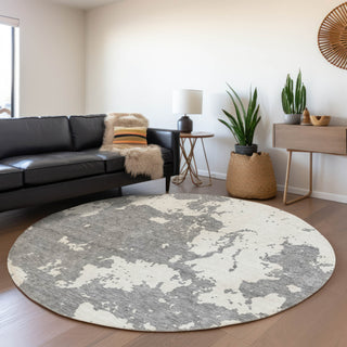 Piper Looms Mayfield Modern AMF897 Gray Machine Washable Area Rug Round Lifestyle Image Feature