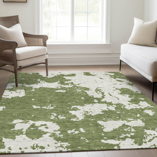 Piper Looms Mayfield Modern AMF897 Green Machine Washable Area Rug Lifestyle Image Feature