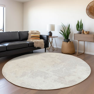 Piper Looms Mayfield Modern AMF897 Ivory Machine Washable Area Rug Round Lifestyle Image Feature