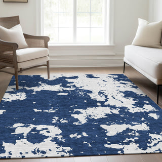 Piper Looms Mayfield Modern AMF897 Navy Machine Washable Area Rug Lifestyle Image Feature