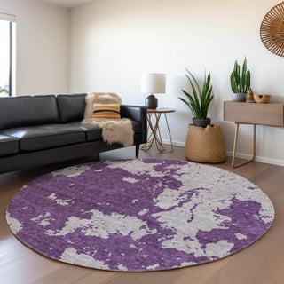 Piper Looms Mayfield Modern AMF897 Purple Machine Washable Area Rug Round Lifestyle Image Feature