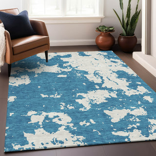 Piper Looms Mayfield Modern AMF897 Teal Machine Washable Area Rug Lifestyle Image Feature