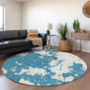 Piper Looms Mayfield Modern AMF897 Teal Machine Washable Area Rug Round Lifestyle Image Feature