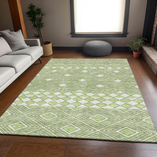 Piper Looms Mayfield Diamonds AMF898 Aloe Machine Washable Area Rug Lifestyle Image Feature
