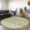 Piper Looms Mayfield Diamonds AMF898 Aloe Machine Washable Area Rug Round Lifestyle Image Feature