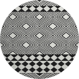 Piper Looms Mayfield Diamonds AMF898 Black Machine Washable Area Rug Round Main Image