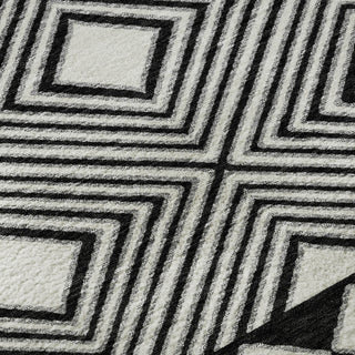 Piper Looms Mayfield Diamonds AMF898 Black Machine Washable Area Rug Swatch Image