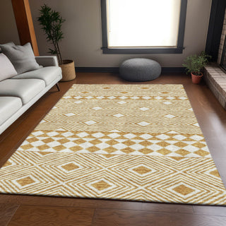 Piper Looms Mayfield Diamonds AMF898 Gold Machine Washable Area Rug Lifestyle Image Feature