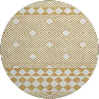 Piper Looms Mayfield Diamonds AMF898 Gold Machine Washable Area Rug Round Main Image
