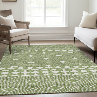 Piper Looms Mayfield Diamonds AMF898 Green Machine Washable Area Rug Lifestyle Image Feature