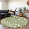 Piper Looms Mayfield Diamonds AMF898 Green Machine Washable Area Rug Round Lifestyle Image Feature