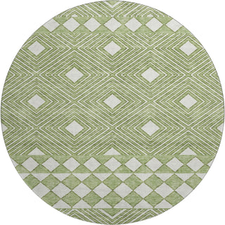 Piper Looms Mayfield Diamonds AMF898 Green Machine Washable Area Rug Round Main Image