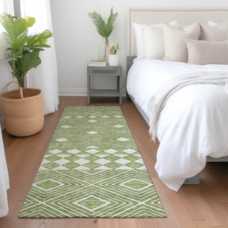 Piper Looms Mayfield Diamonds AMF898 Green Machine Washable Area Rug Runner Lifestyle Image Feature