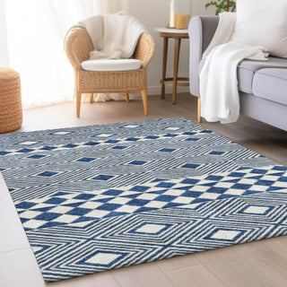 Piper Looms Mayfield Diamonds AMF898 Navy Machine Washable Area Rug Lifestyle Image Feature