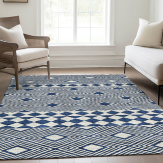 Piper Looms Mayfield Diamonds AMF898 Navy Machine Washable Area Rug Lifestyle Image Feature