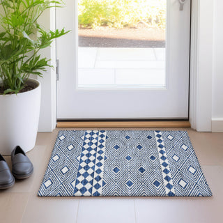 Piper Looms Mayfield Diamonds AMF898 Navy Machine Washable Area Rug Scatter Lifestyle Image Feature