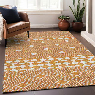 Piper Looms Mayfield Diamonds AMF898 Orange Machine Washable Area Rug Lifestyle Image Feature