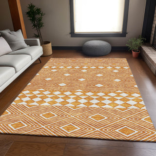 Piper Looms Mayfield Diamonds AMF898 Orange Machine Washable Area Rug Lifestyle Image Feature
