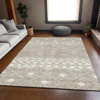Piper Looms Mayfield Diamonds AMF898 Taupe Machine Washable Area Rug Lifestyle Image Feature