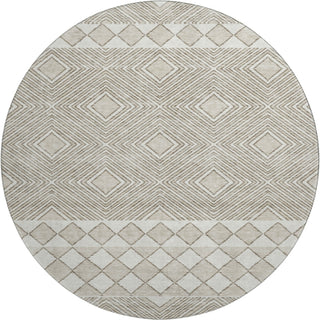 Piper Looms Mayfield Diamonds AMF898 Taupe Machine Washable Area Rug Round Main Image
