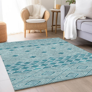 Piper Looms Mayfield Diamonds AMF898 Teal Machine Washable Area Rug Lifestyle Image Feature