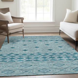 Piper Looms Mayfield Diamonds AMF898 Teal Machine Washable Area Rug Lifestyle Image Feature