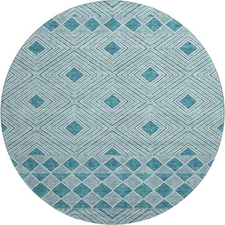 Piper Looms Mayfield Diamonds AMF898 Teal Machine Washable Area Rug Round Main Image