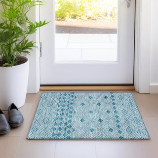 Piper Looms Mayfield Diamonds AMF898 Teal Machine Washable Area Rug Scatter Lifestyle Image Feature