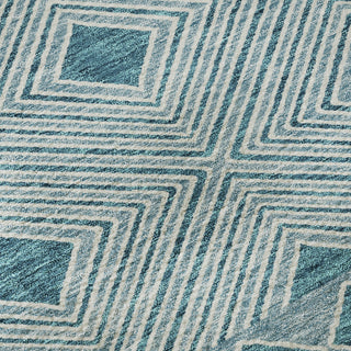 Piper Looms Mayfield Diamonds AMF898 Teal Machine Washable Area Rug Swatch Image