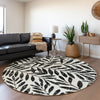 Piper Looms Mayfield Floral AMF899 Black Machine Washable Area Rug Round Lifestyle Image Feature