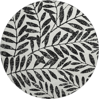 Piper Looms Mayfield Floral AMF899 Black Machine Washable Area Rug Round Main Image