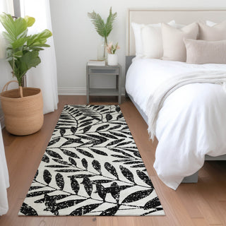 Piper Looms Mayfield Floral AMF899 Black Machine Washable Area Rug Runner Lifestyle Image Feature