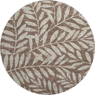 Piper Looms Mayfield Floral AMF899 Brown Machine Washable Area Rug Round Main Image