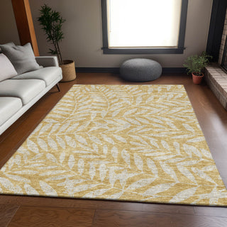 Piper Looms Mayfield Floral AMF899 Gold Machine Washable Area Rug Lifestyle Image Feature
