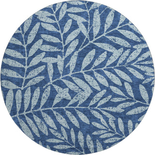 Piper Looms Mayfield Floral AMF899 Navy Machine Washable Area Rug Round Main Image