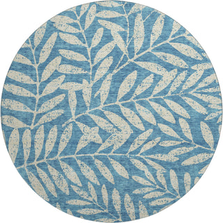 Piper Looms Mayfield Floral AMF899 Teal Machine Washable Area Rug Round Main Image