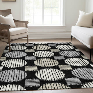 Piper Looms Mayfield Geometric AMF900 Black Machine Washable Area Rug Lifestyle Image Feature