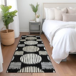 Piper Looms Mayfield Geometric AMF900 Black Machine Washable Area Rug Runner Lifestyle Image Feature