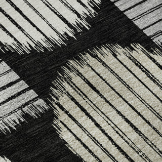 Piper Looms Mayfield Geometric AMF900 Black Machine Washable Area Rug Swatch Image