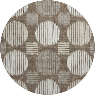 Piper Looms Mayfield Geometric AMF900 Brown Machine Washable Area Rug Round Main Image