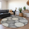 Piper Looms Mayfield Geometric AMF900 Charcoal Machine Washable Area Rug Round Lifestyle Image Feature