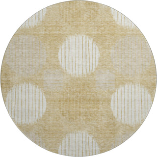 Piper Looms Mayfield Geometric AMF900 Gold Machine Washable Area Rug Round Main Image