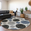 Piper Looms Mayfield Geometric AMF900 Gray Machine Washable Area Rug Round Lifestyle Image Feature