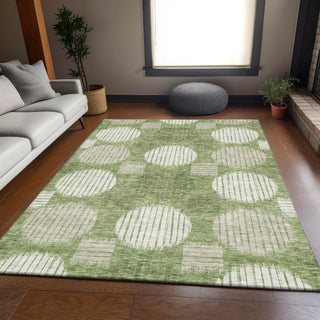 Piper Looms Mayfield Geometric AMF900 Green Machine Washable Area Rug Lifestyle Image Feature
